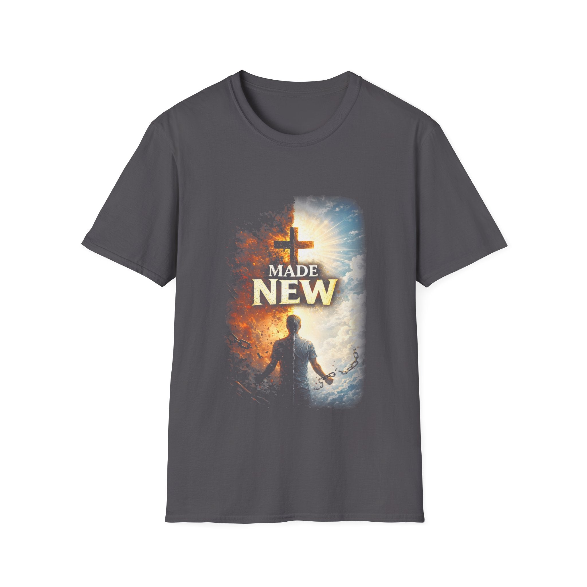 Made new christian cross made new in christ salvation rebirth broken chains biblical faith artwork T-Shirt