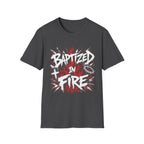 Baptized In Fire Christian Faith Revival Cross Crown Of Thorns Flame T-Shirt