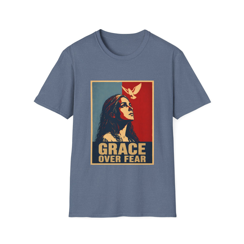 Grace Over Fear Christian Faith Inspirational Dove Woman Religious Hope T-Shirt