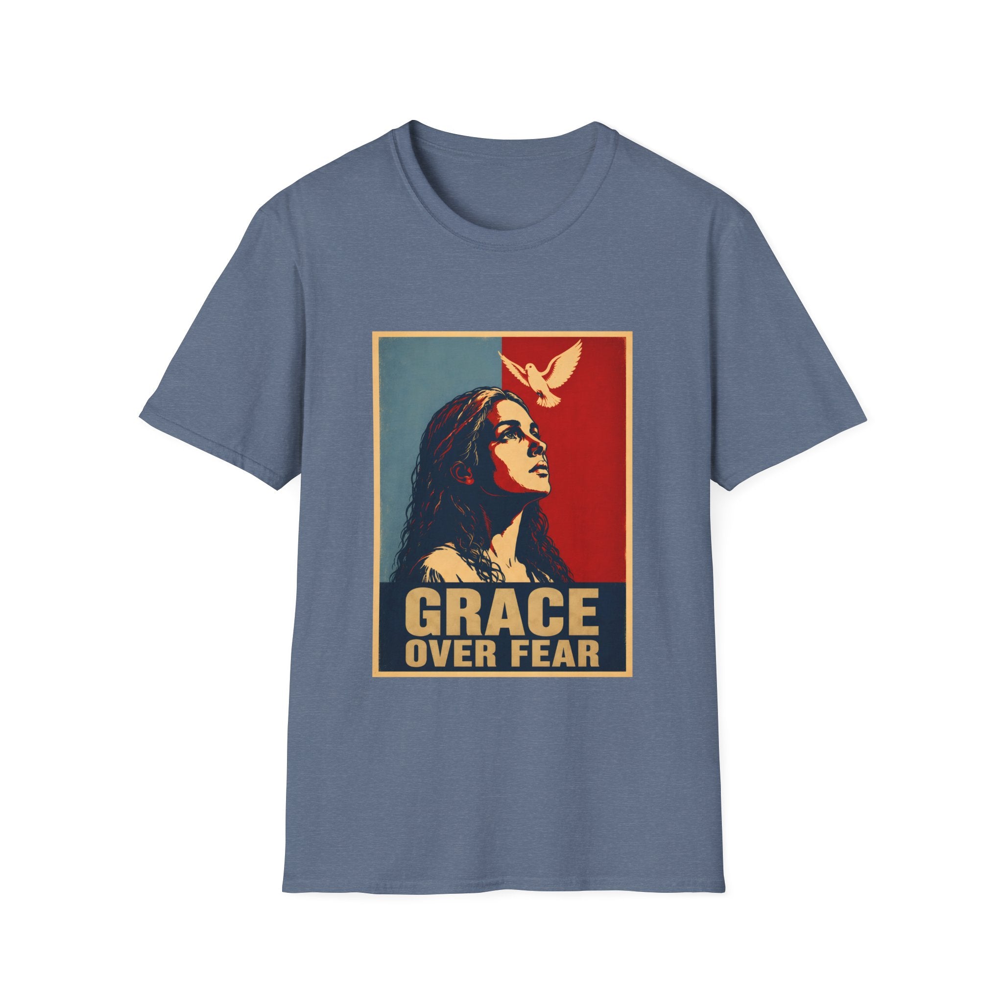 Grace Over Fear Christian Faith Inspirational Dove Woman Religious Hope T-Shirt