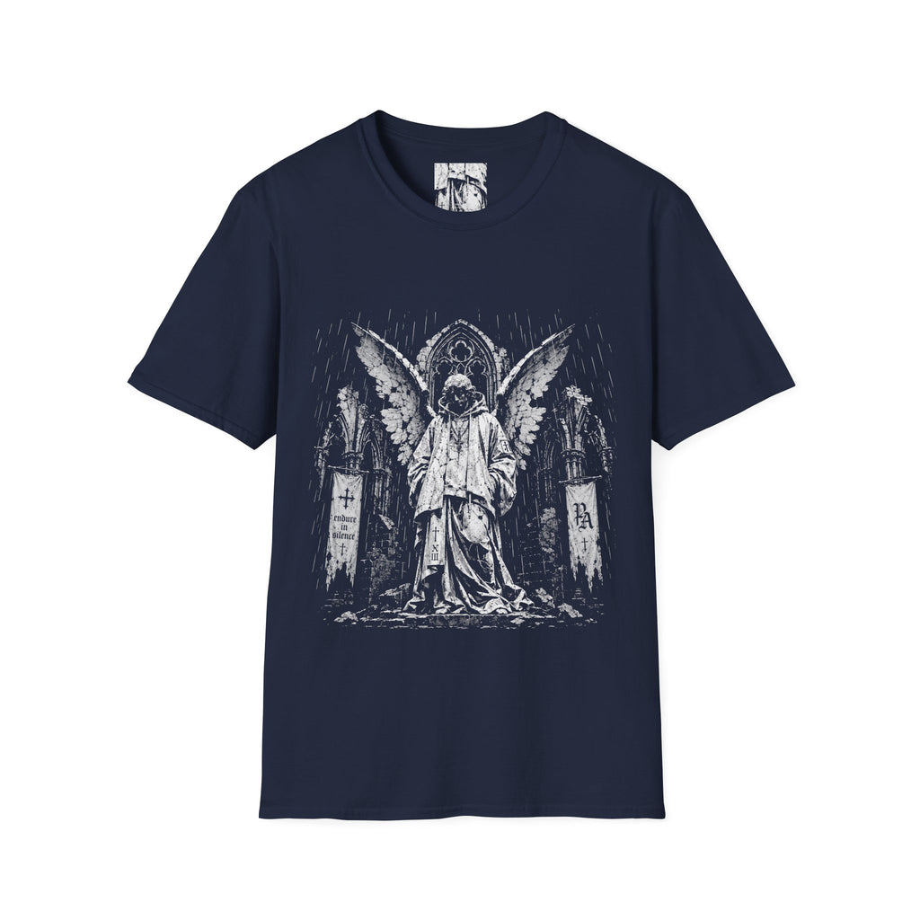 Endure In Silence Fallen Gothic Angel In Ruined Cathedral  Aesthetic For Metal And Horror Fans T-Shirt