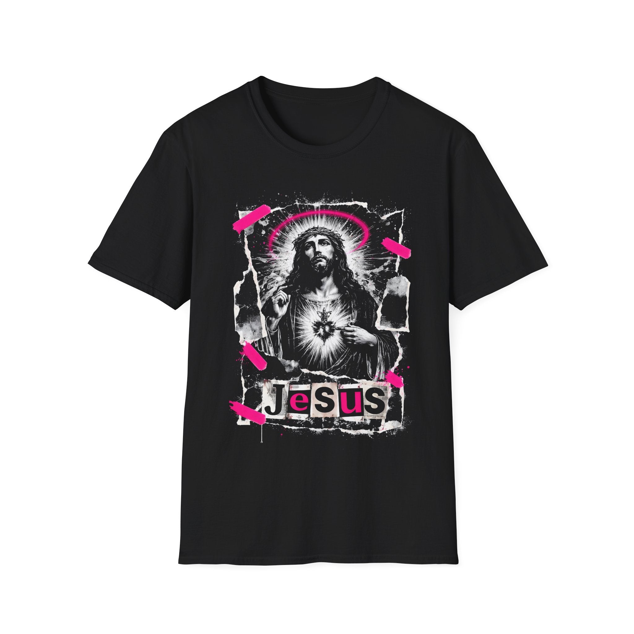 Jesus sacred heart urban christian pink halo grunge faith street style T-Shirt