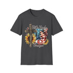 Faith Family Freedom 4th of July Independence Day Veterans Day American Flag Cross Peace Sunflowers T-Shirt