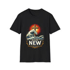 Made new baptized in christ cross and crashing ocean waves renewal T-Shirt