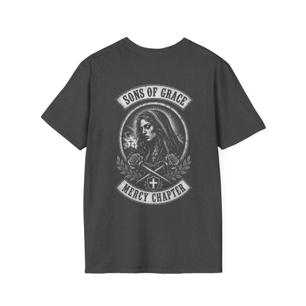 Sons Of Grace Mercy Chapter Gothic Virgin Mary Cross And Roses Catholic Biker Faith Emblem