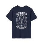 Sons Of Grace Warfare Chapter Christian Warrior Angel Sword Spiritual Warfare Armor Of God Archangel Battle Emblem T-Shirt