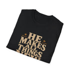 He Makes All Things New Revelation 21 5 Western Christian Cowboy Sunrise Bible Verse T-Shirt