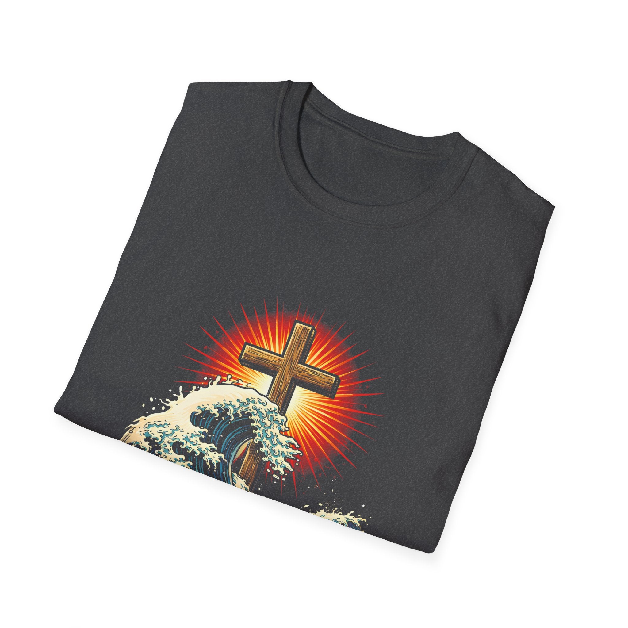 Made new baptized in christ cross and crashing ocean waves renewal T-Shirt