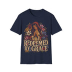 Redeemed By Grace Christian Faith Prayer And Flowers T-Shirt