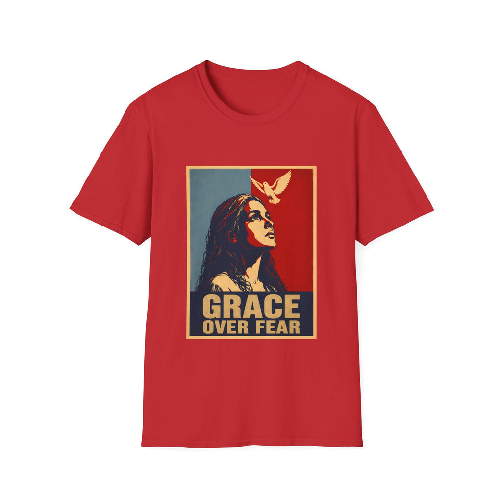 Grace Over Fear Christian Faith Inspirational Dove Woman Religious Hope T-Shirt