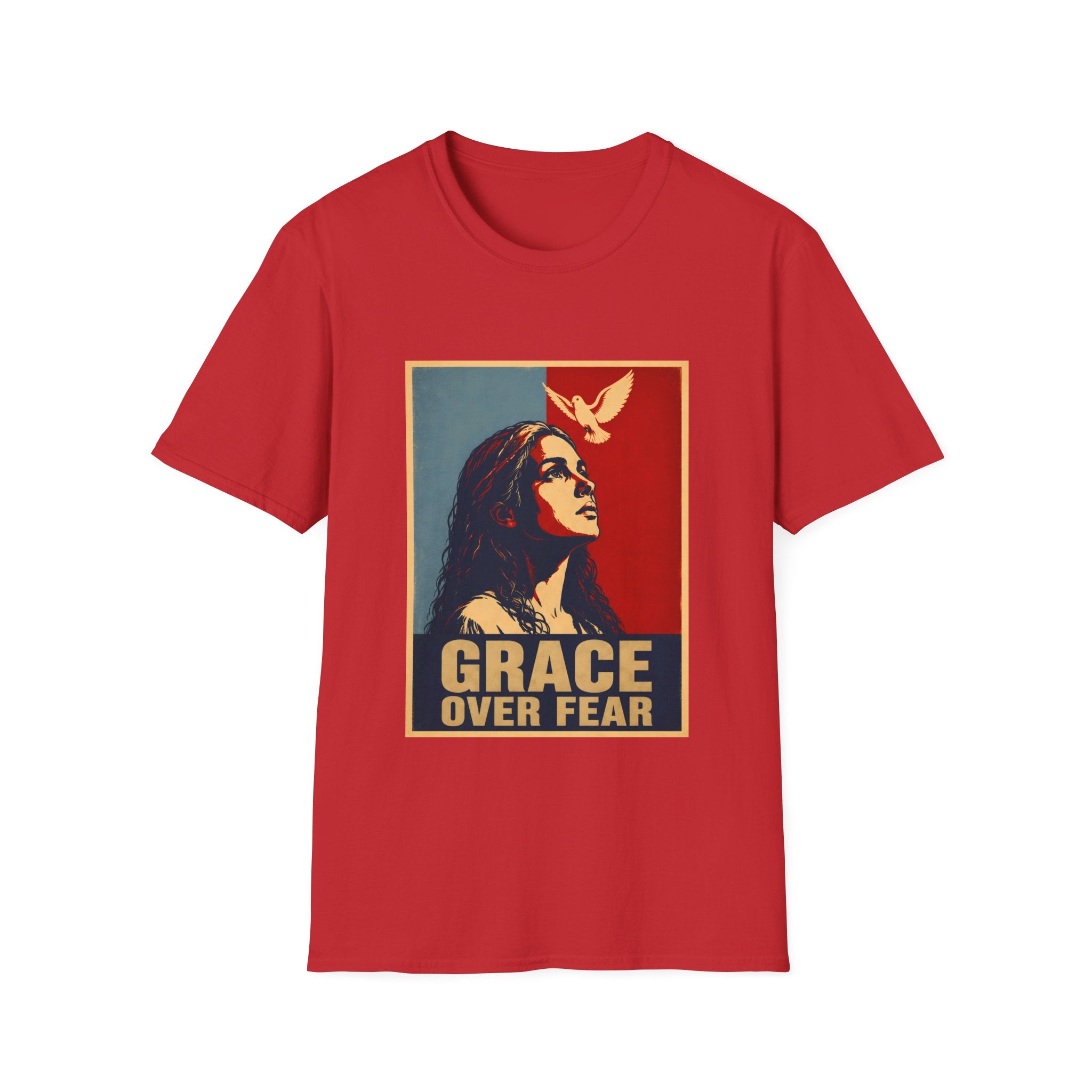 Grace Over Fear Christian Faith Inspirational Dove Woman Religious Hope T-Shirt
