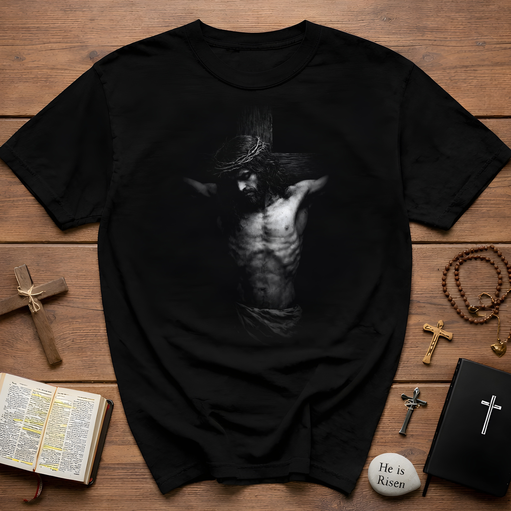 Jesus Christ On The Cross Dark Crucifixion Scene Christian Faith Good Friday Easter Salvation T-Shirt