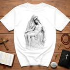 Sorrowful pieta mary holding jesus after crucifixion christian faith reflection T-Shirt