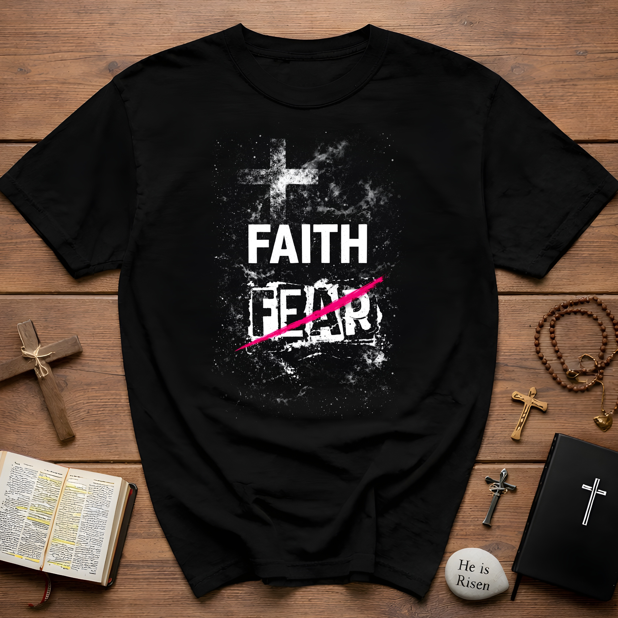 Faith Over Fear Cross Christian Faith Fear Encouragement For Believers And Church Youth T-Shirt