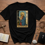 Holy mother mary vintage catholic art icon with baby jesus T-Shirt