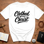 Clothed with christ christian faith bible verse typography for believers church youth group and christian streetwear T-Shirt