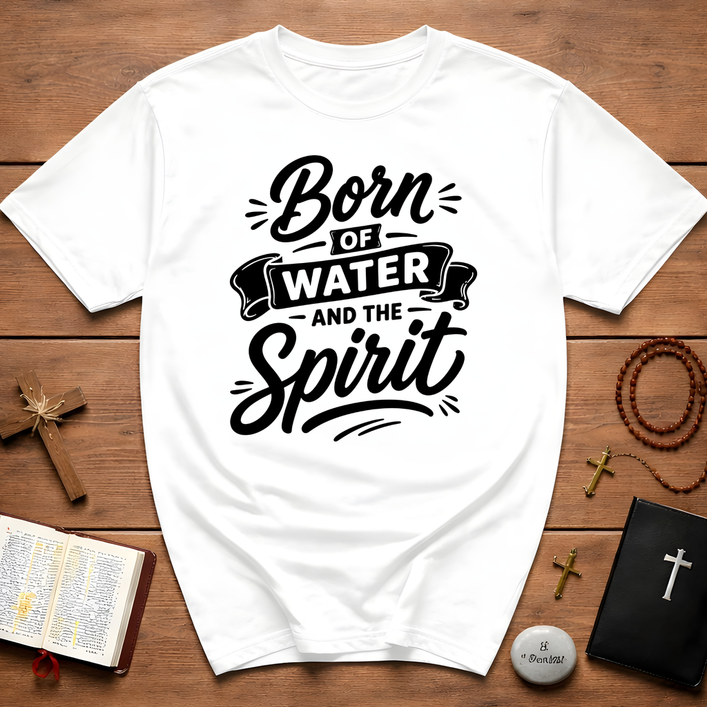 Born of water and the spirit christian baptism faith born again bible verse john 3 5 spiritual rebirth T-Shirt