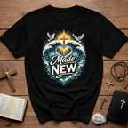 Made new christian baptism renewal cross heart waves doves faith T-Shirt