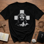 Jesus Christ With Crown Of Thorns And Cross Christian Faith Easter Good Friday Religious T-Shirt