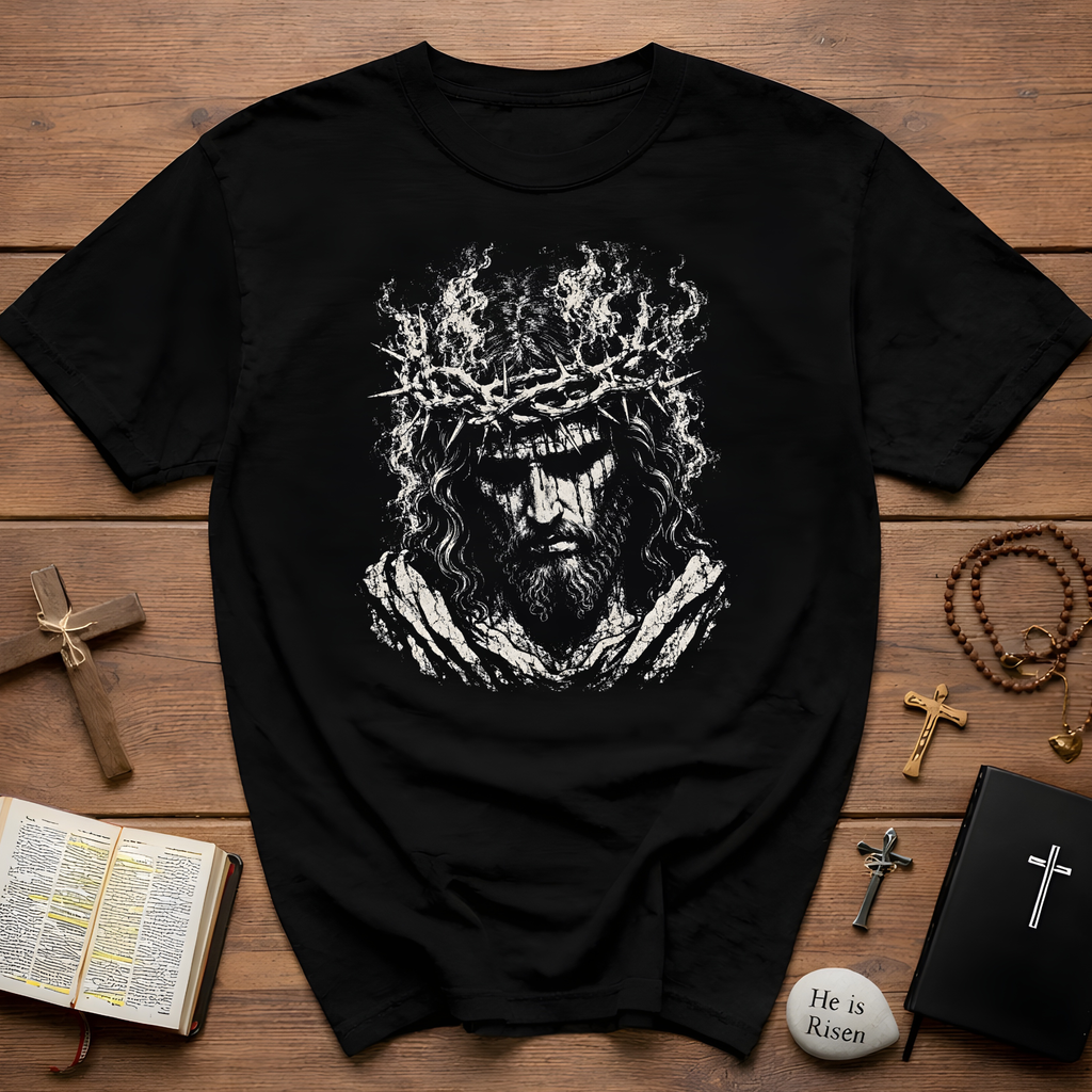 Jesus Christ Crown Of Thorns Suffering Savior Good Friday Easter Christian Faith T-Shirt