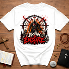 Born To Endure Dark Fantasy Warrior Knight Gothic Crusader Symbol T-Shirt
