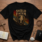 The Shield Of Faith Ephesians 6 16 Put On The Full Armor Of God Christian Warrior Cross Emblem T-Shirt