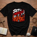 Set The World On Fire Jesus Is King Christian Revival Youth Ministry Evangelism Art T-Shirt