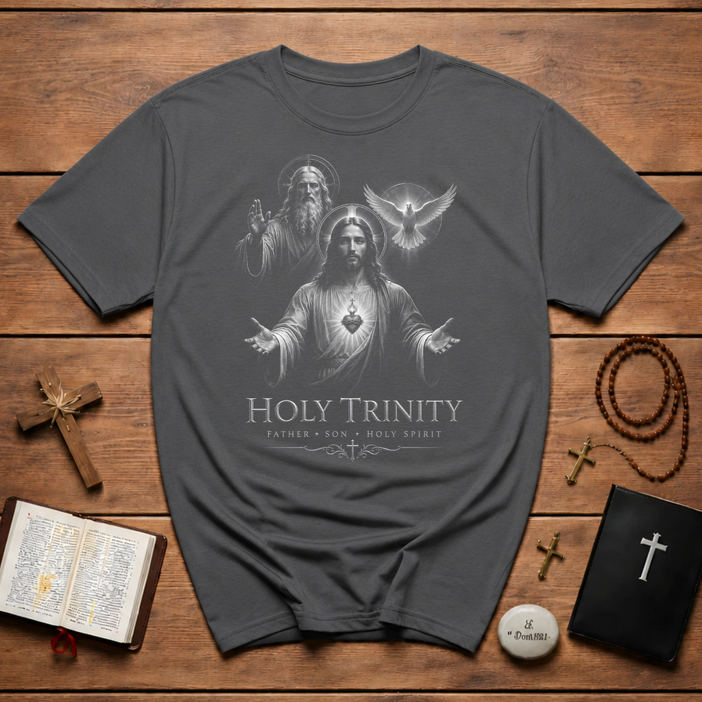 Holy Trinity Father Son Holy Spirit Sacred Heart Christian Catholic Faith Illustration
