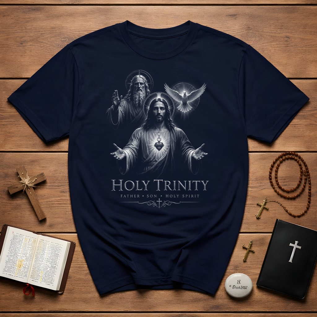 Holy Trinity Father Son Holy Spirit Sacred Heart Christian Catholic Faith Illustration