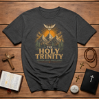 The Holy Trinity Father Son Holy Spirit Christian Mountain Cross Dove Sunrise T-Shirt