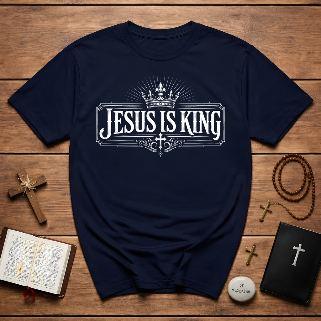 Jesus Is King Crown Cross Christian Faith Worship Bible Verse Gospel