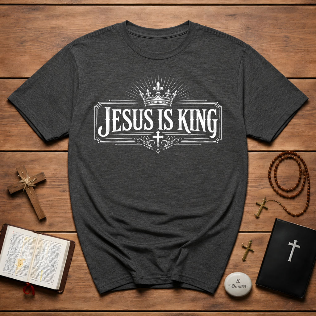 Jesus Is King Crown Cross Christian Faith Worship Bible Verse Gospel