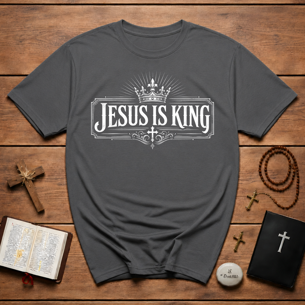 Jesus Is King Crown Cross Christian Faith Worship Bible Verse Gospel