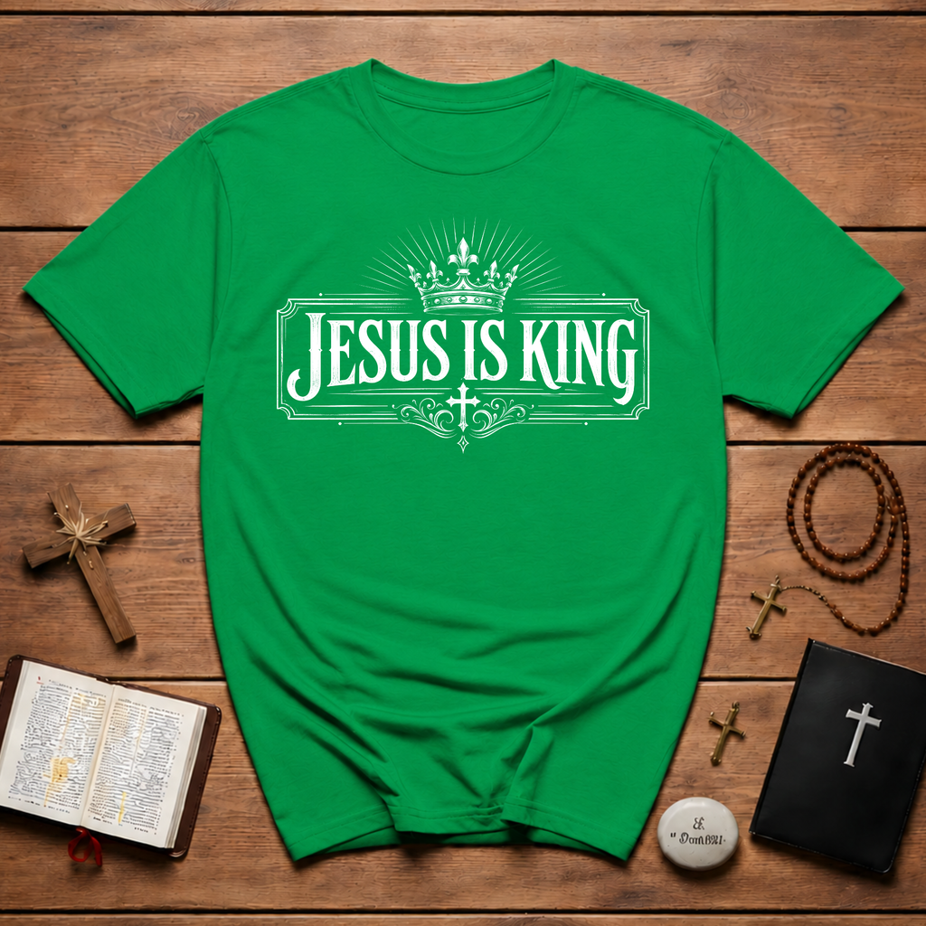 Jesus Is King Crown Cross Christian Faith Worship Bible Verse Gospel