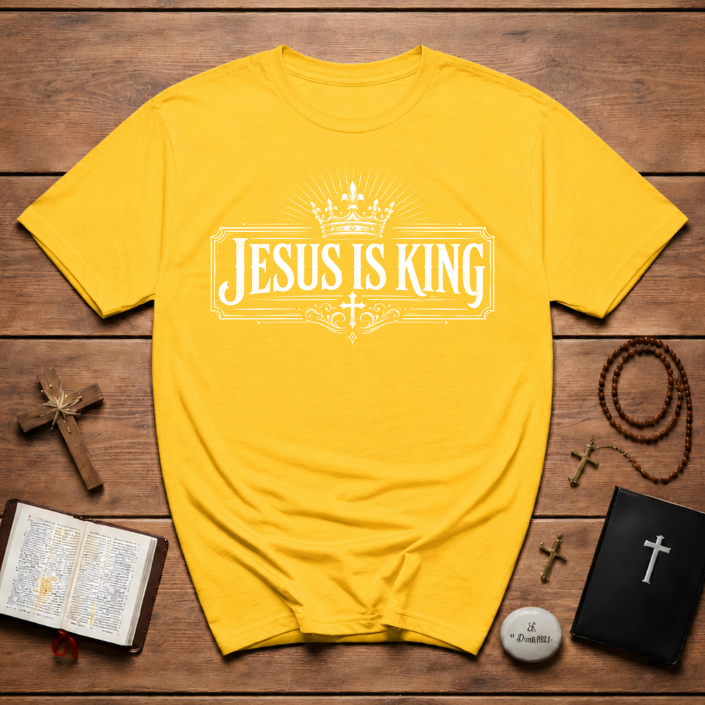 Jesus Is King Crown Cross Christian Faith Worship Bible Verse Gospel