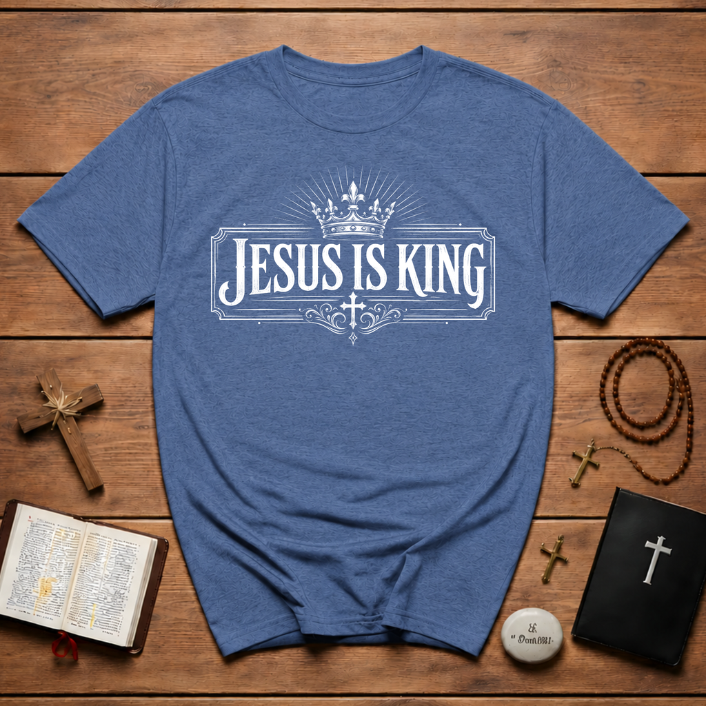 Jesus Is King Crown Cross Christian Faith Worship Bible Verse Gospel