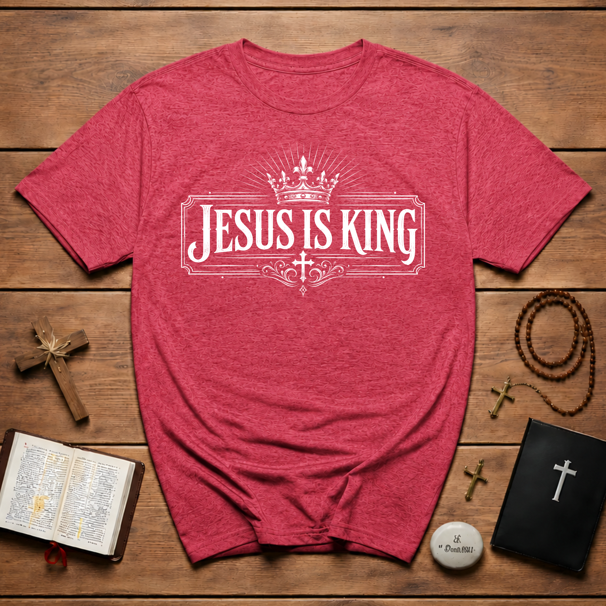 Jesus Is King Crown Cross Christian Faith Worship Bible Verse Gospel