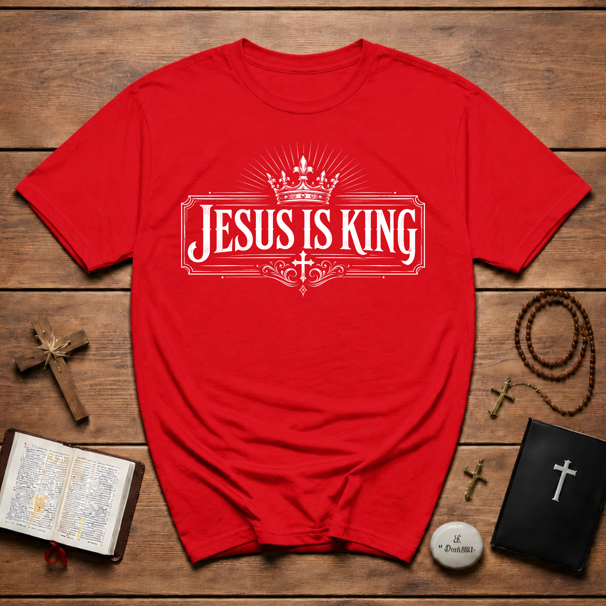 Jesus Is King Crown Cross Christian Faith Worship Bible Verse Gospel