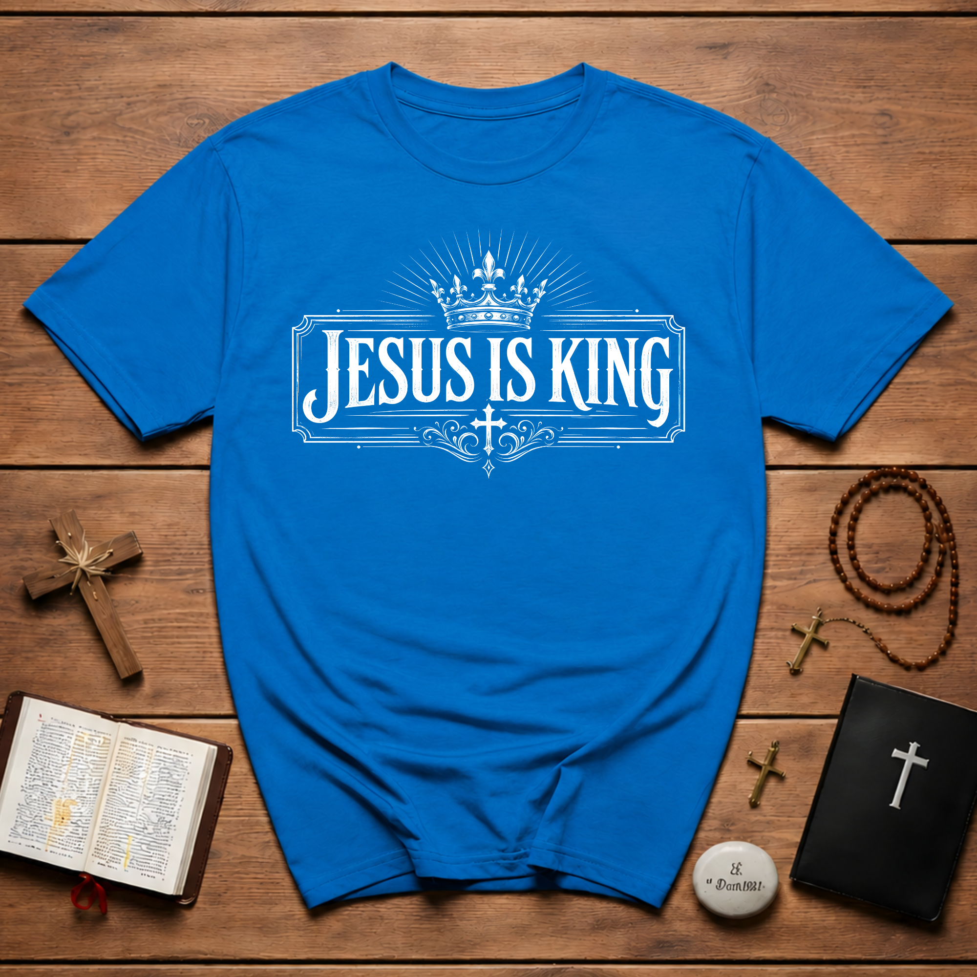 Jesus Is King Crown Cross Christian Faith Worship Bible Verse Gospel