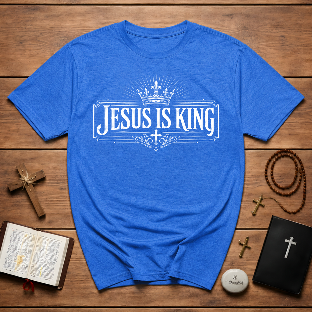 Jesus Is King Crown Cross Christian Faith Worship Bible Verse Gospel