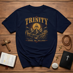 Trinity Father Son Holy Spirit All Seeing Eye Cross And Mountain Christian Faith T-Shirt