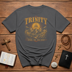 Trinity Father Son Holy Spirit All Seeing Eye Cross And Mountain Christian Faith T-Shirt