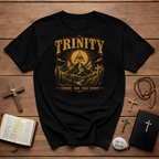 Trinity Father Son Holy Spirit All Seeing Eye Cross And Mountain Christian Faith T-Shirt