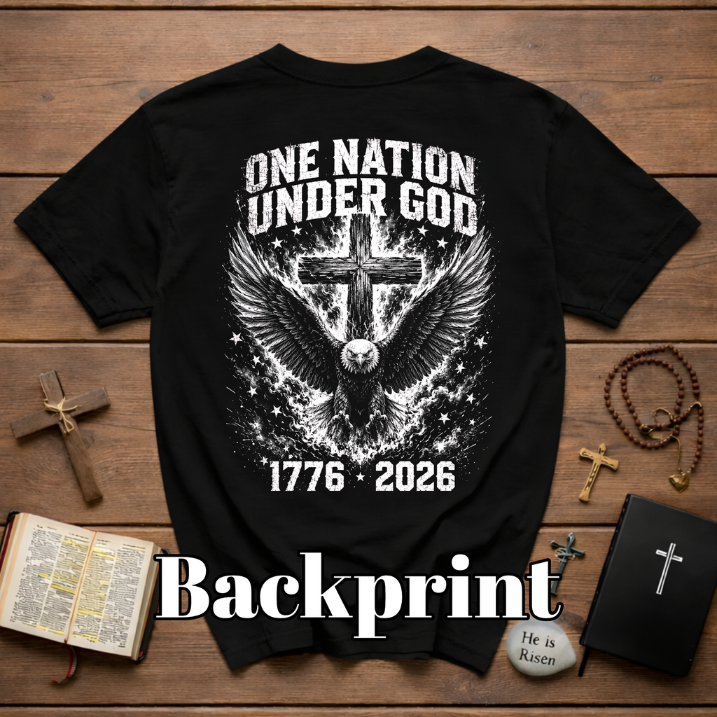 One Nation Under God Eagle Cross 1776 2026 Patriotic Christian American Flag Faith Freedom