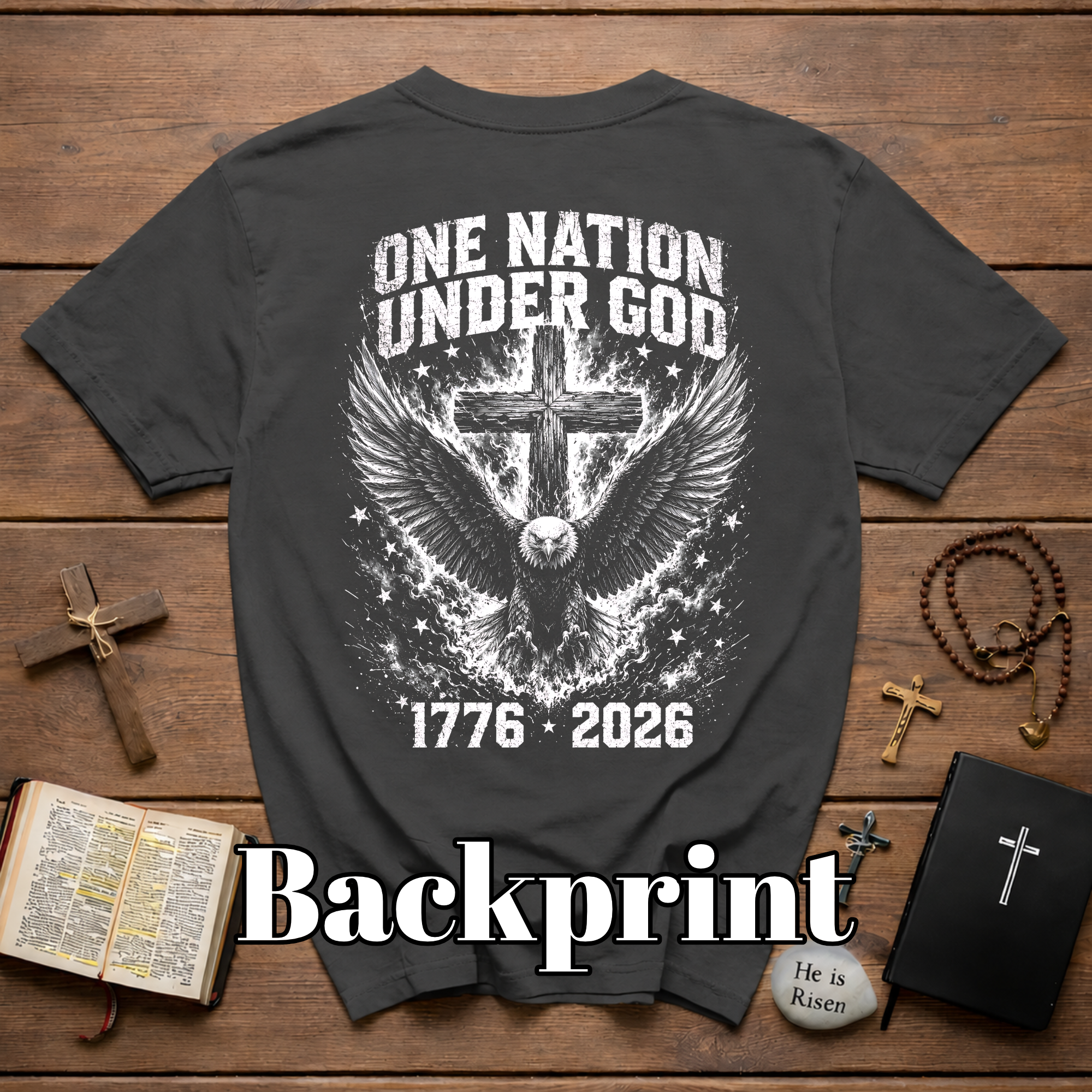 One Nation Under God Eagle Cross 1776 2026 Patriotic Christian American Flag Faith Freedom