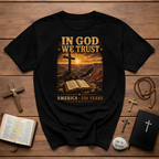 In God We Trust America 250 Years Christian Eagle Cross Bible Patriotic Faith T-Shirt