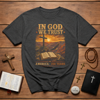 In God We Trust America 250 Years Christian Eagle Cross Bible Patriotic Faith T-Shirt