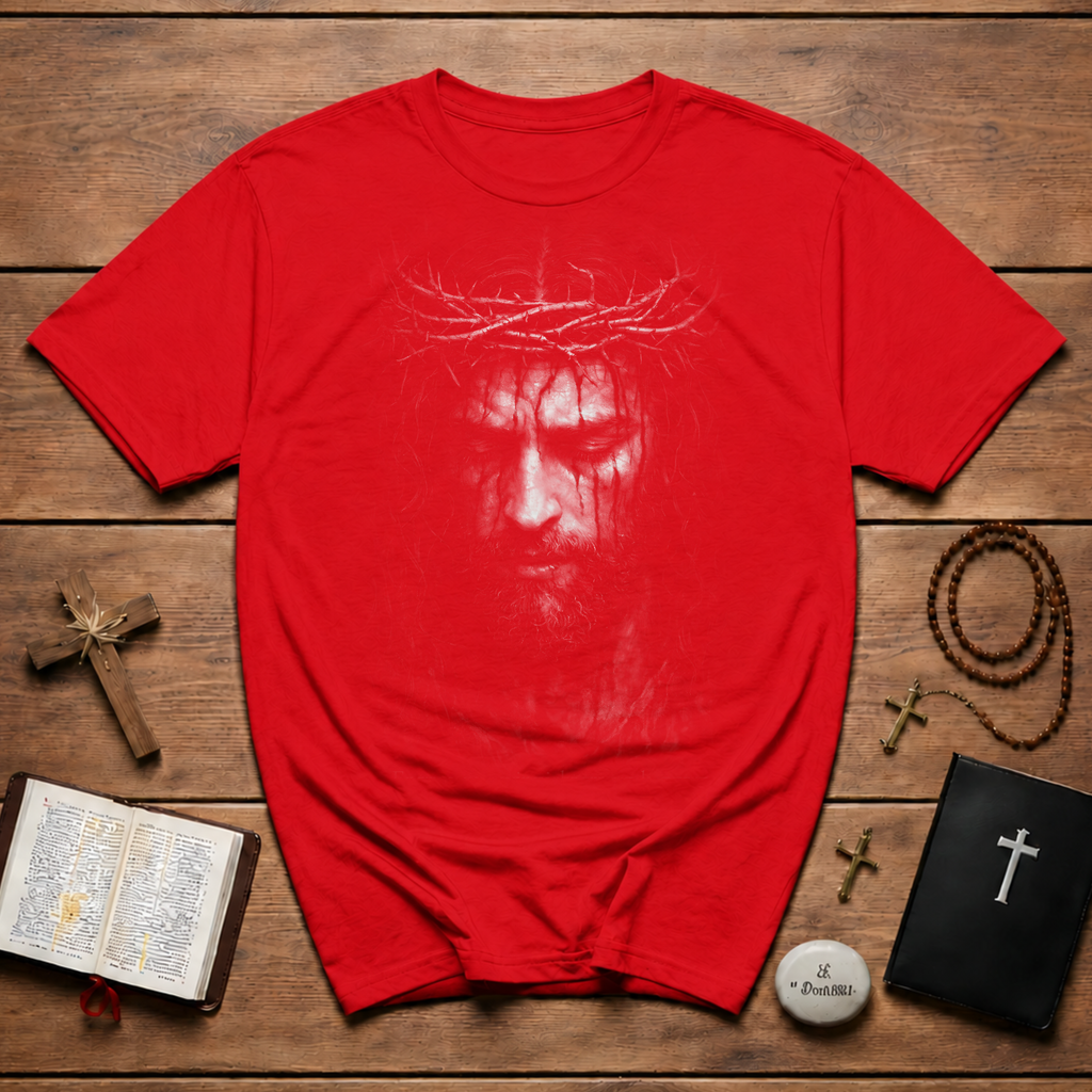 Jesus christ crown of thorns suffering savior portrait for good friday and easter faith reflection T-Shirt
