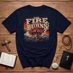 The Fire Still Burns Christian Revival Cross Crown Retro Vintage Faith Jesus T-Shirt