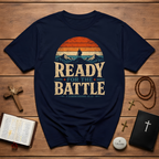 Ready For The Battle 1 Corinthians 16 13 Christian Warrior Mountain Sunset T-Shirt